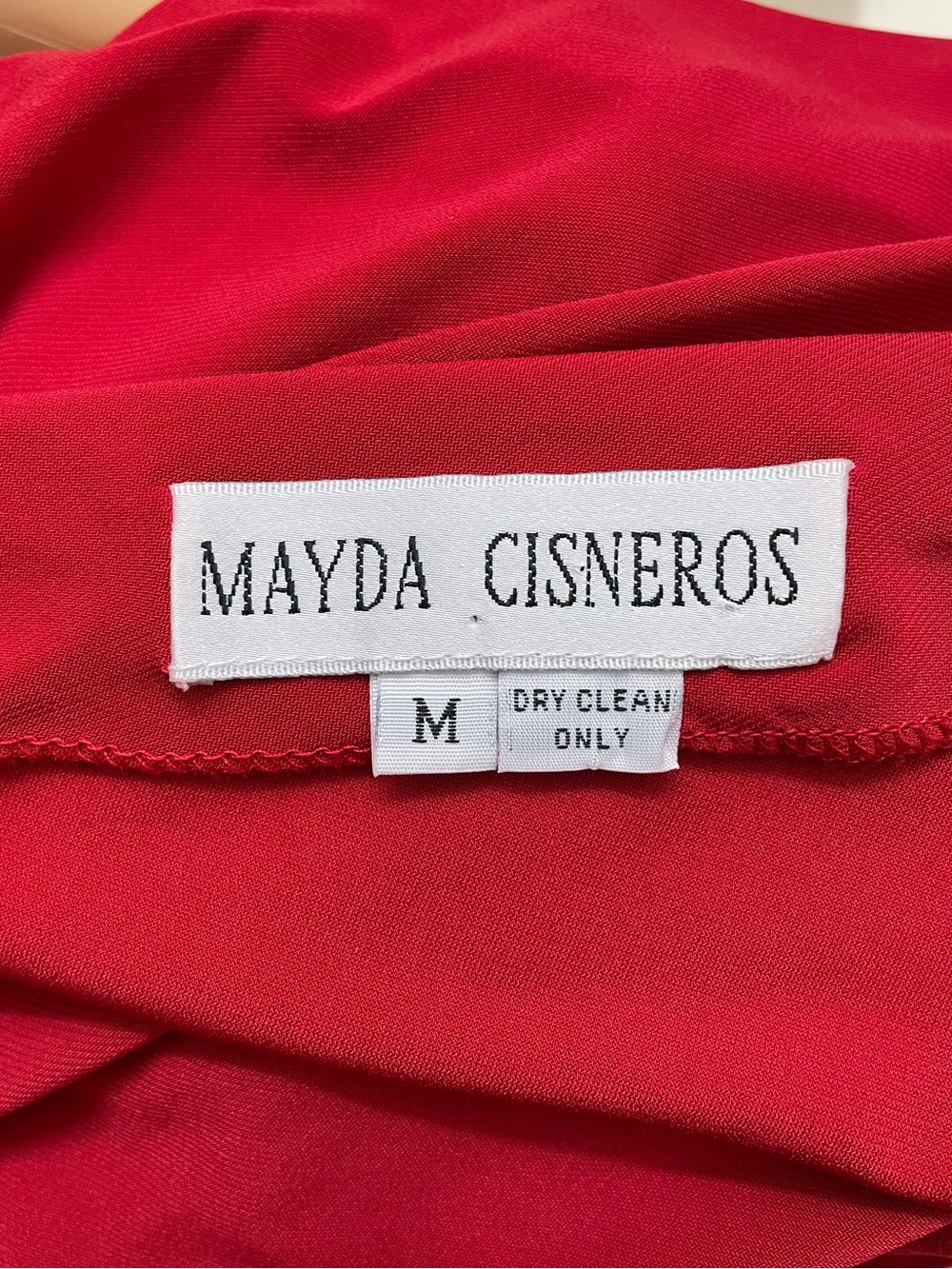 Mayda Cisneros Red Long-Sleeve Cold shoulder Surplice Wrapped Top Blouse size M - Picture 7 of 7